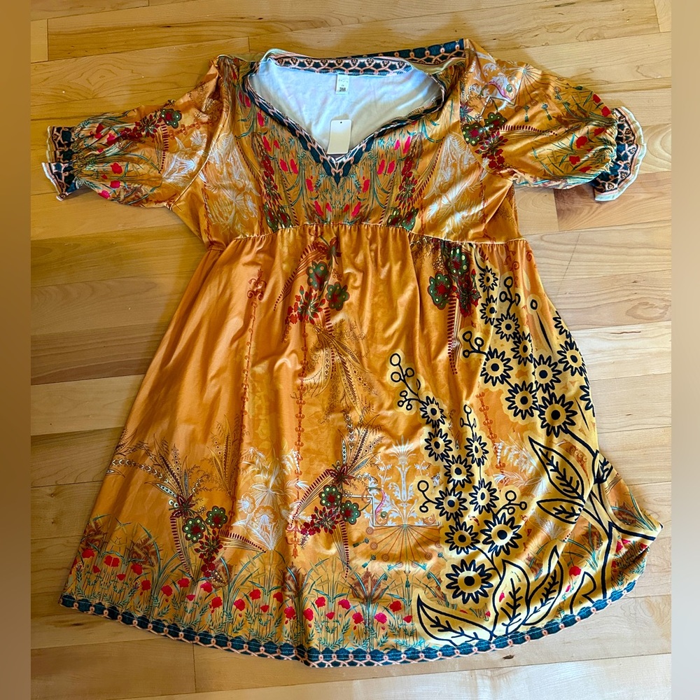 PLUS SIZE BOHO DRESS, BRIGHT!